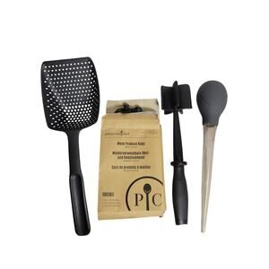 Pampered Chef Bundle Scoop & Drain Ladle,Meat Chopper,Bulb Baster,2 Mesh Bags